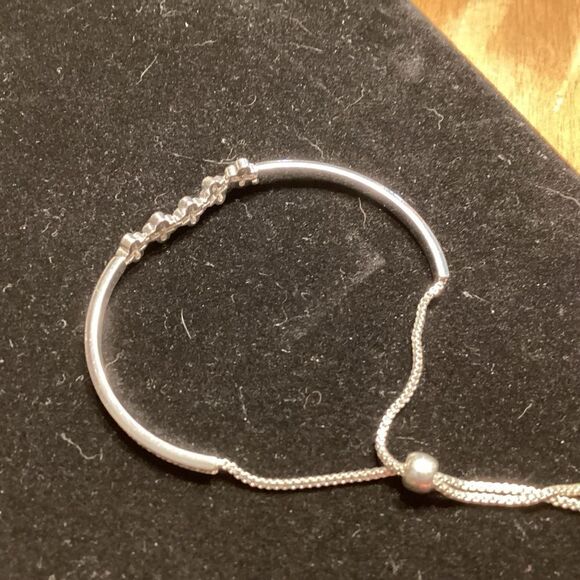 Silvertone Adjustable Bracelet - Picture 2 of 4